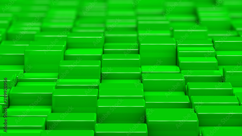 Fototapeta premium Grid of green cubes. Medium shot. 3D computer generated background image.