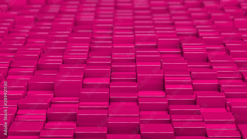 Grid of pink cubes. Wide shot. 3D computer generated background image. Grid of pink cubes. Wide shot. 3D computer generated background image.
