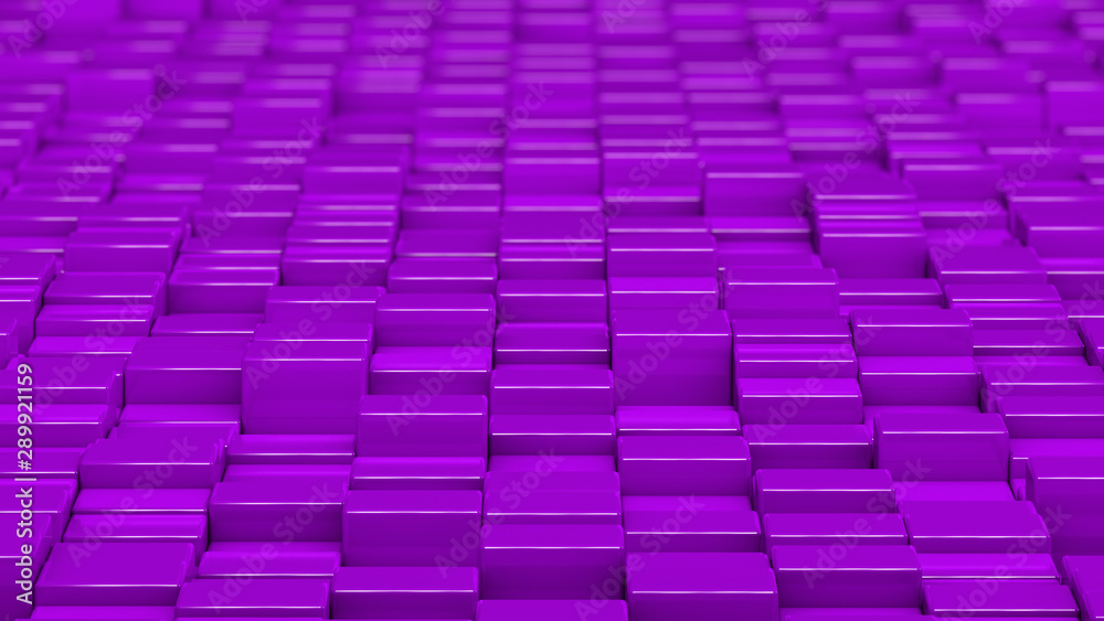 Obraz premium Grid of purple cubes. Wide shot. 3D computer generated background image.