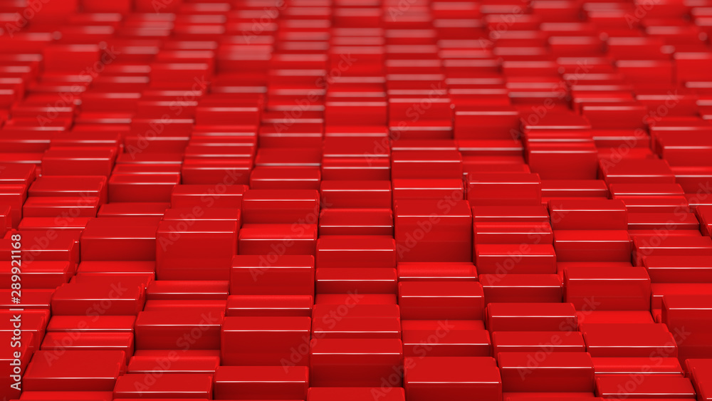 Fototapeta premium Grid of red cubes. Wide shot. 3D computer generated background image.