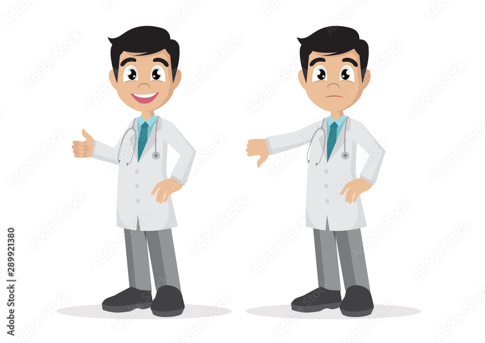 Doctor Showing Thumb Up and Down.