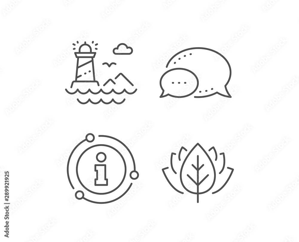 Lighthouse line icon. Chat bubble, info sign elements. Beacon tower sign. Searchlight building symbol. Linear lighthouse outline icon. Information bubble. Vector Lighthouse line icon. Chat bubble, info sign elements. Beacon tower sign. Searchlight building symbol. Linear lighthouse outline icon. Information bubble. Vector