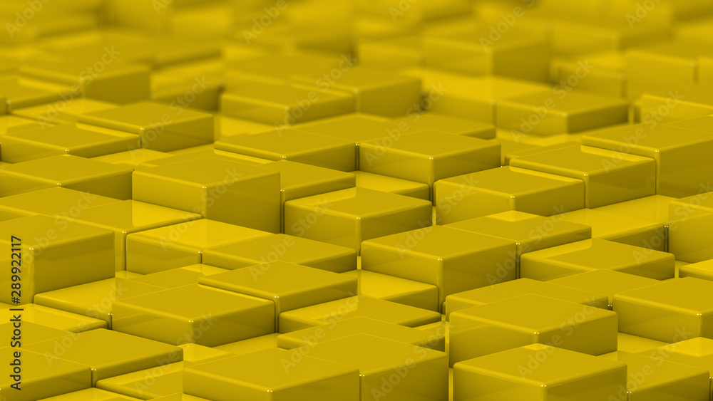 Grid of yellow cubes. Medium shot. 3D computer generated background image. Grid of yellow cubes. Medium shot. 3D computer generated background image.