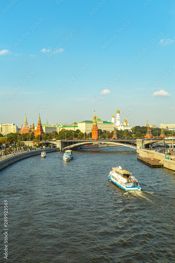 View of the Kremlin across the river bridge