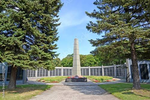 CHERNYAKHOVSK, RUSSIA. A view of a memorial complex on a mass grave of the Soviet soldiers. Kaliningrad region