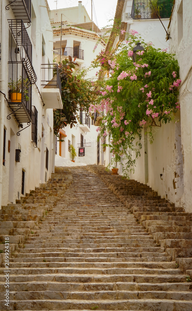 ALTEA, SPAIN - SEPTEMBER 12, 2019: Beautiful views of Altea with old town and incredible nature 