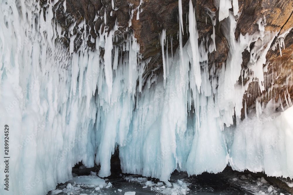 Rocks covered with ice on lake Baikal. South-Eastern Siberia, Russia Rocks covered with ice on lake Baikal. South-Eastern Siberia, Russia