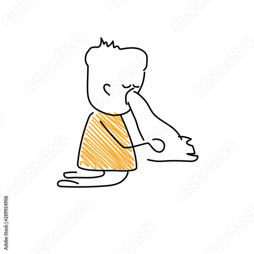 Character with vomit emoji