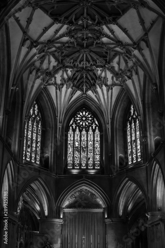 black and white church windows