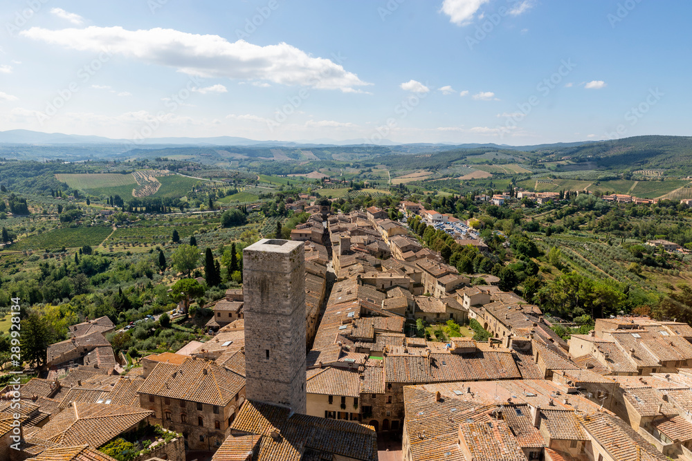 Aerial view of the historic center of San Gimignano