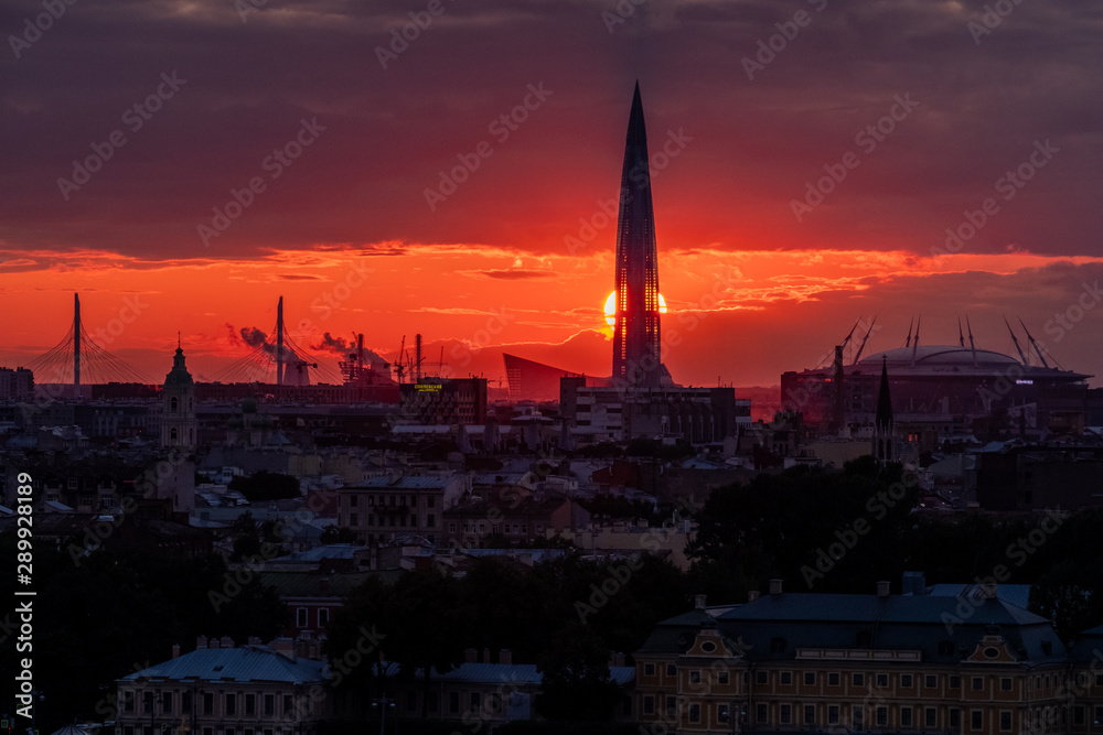 view of paris at sunset