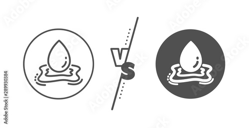 Clean aqua sign. Versus concept. Water drop splash line icon. Liquid symbol. Line vs classic water splash icon. Vector