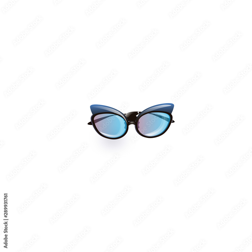 Trendy sunglasses with blue lenses and black frame