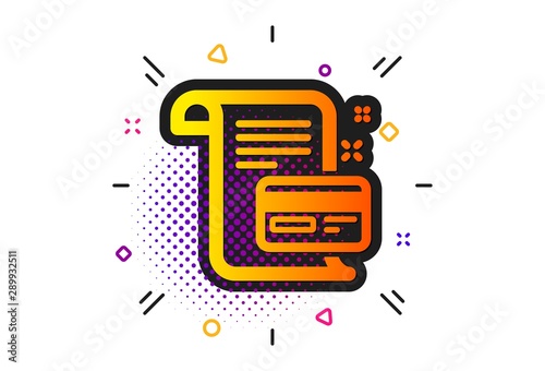 Money by mail sign. Halftone circles pattern. Payment credit card icon. Agreement conditions symbol. Classic flat payment card icon. Vector