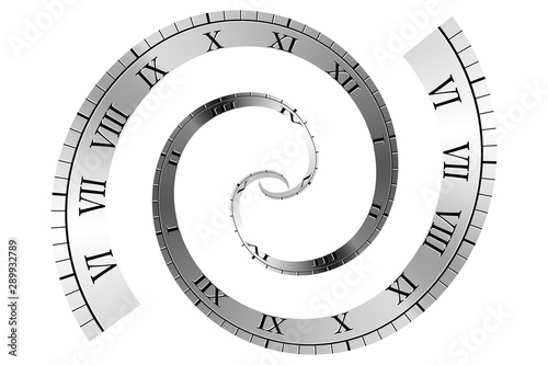 Spiral Roman Numeral Clock Time Line Vector illustration