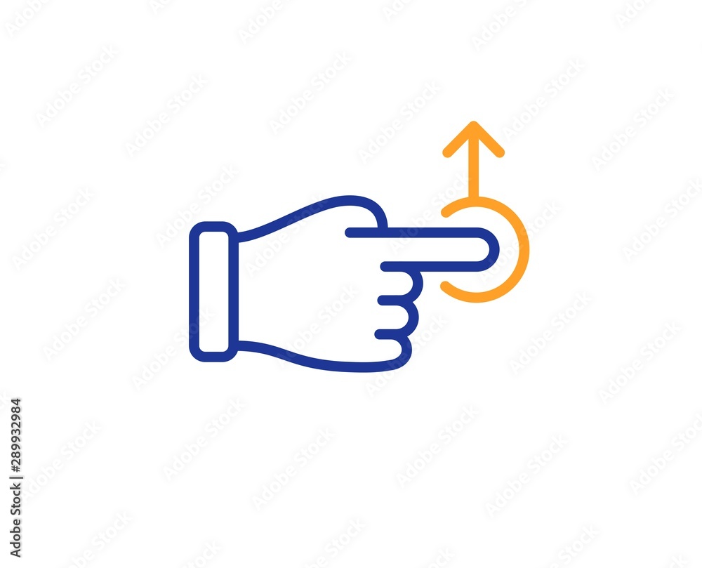 Slide arrow sign. Drag drop gesture line icon. Swipe action symbol. Colorful outline concept. Blue and orange thin line drag drop icon. Vector Slide arrow sign. Drag drop gesture line icon. Swipe action symbol. Colorful outline concept. Blue and orange thin line drag drop icon. Vector