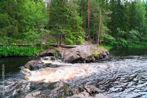 Ruskeala waterfalls on the tokhmayoki river . Karelia. photo