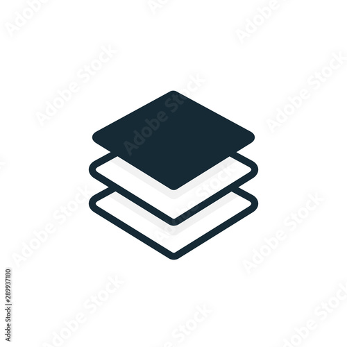 Layer icon vector logo. Stack paper symbol flat line technology. Layers items icon