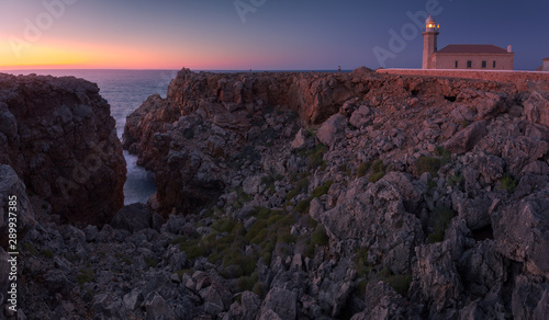 Punta Nati lighthouse area at west coast from Menorca Island, Spain.