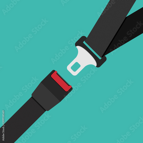 Car safety belt. Seatbelt safe buckle icon isolated. Security strap fasten accident insurance