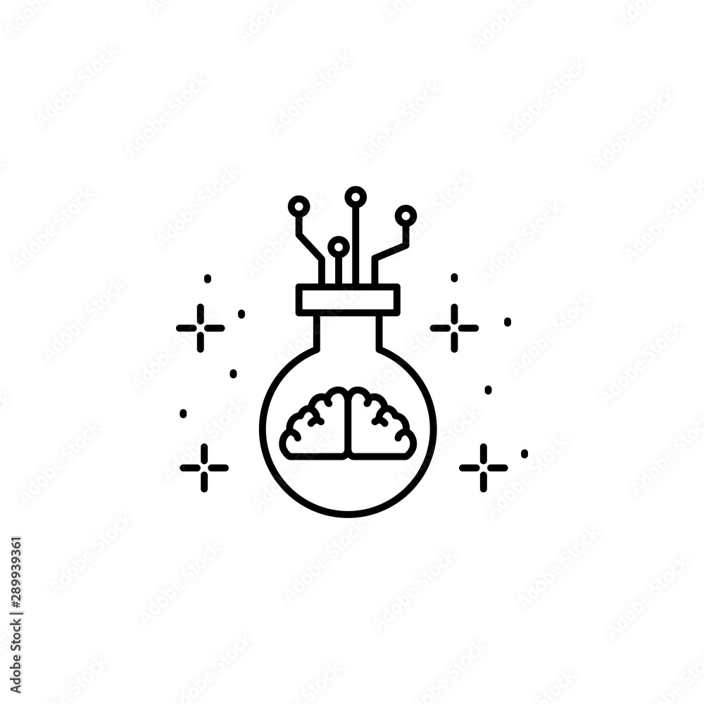 Flask, brain icon. Element of artificial intelligence Flask, brain icon. Element of artificial intelligence