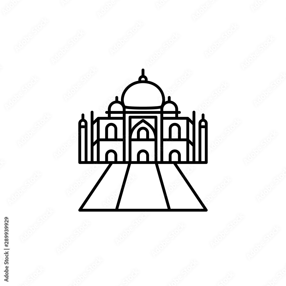 Taj mahal icon. Element of India culture icon
