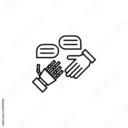 Connection cooperative future hand handshake human robot icon. Element of futuri