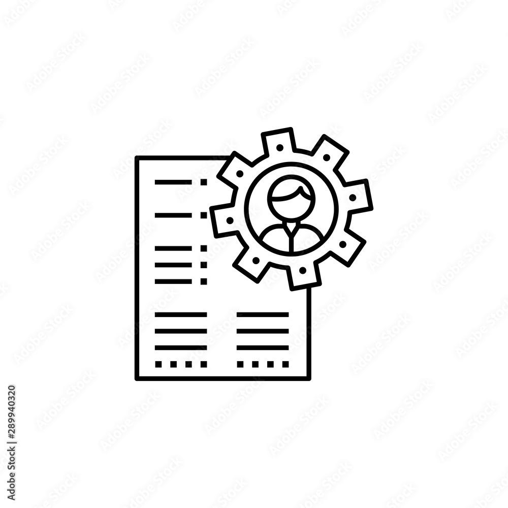 Resume, gear, recruitment icon. Element of recruitment thin line icon Resume, gear, recruitment icon. Element of recruitment thin line icon