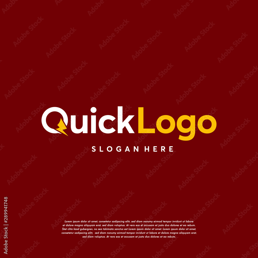 Quick Thunder logo designs concept vector, Q initial Lightning logo symbol