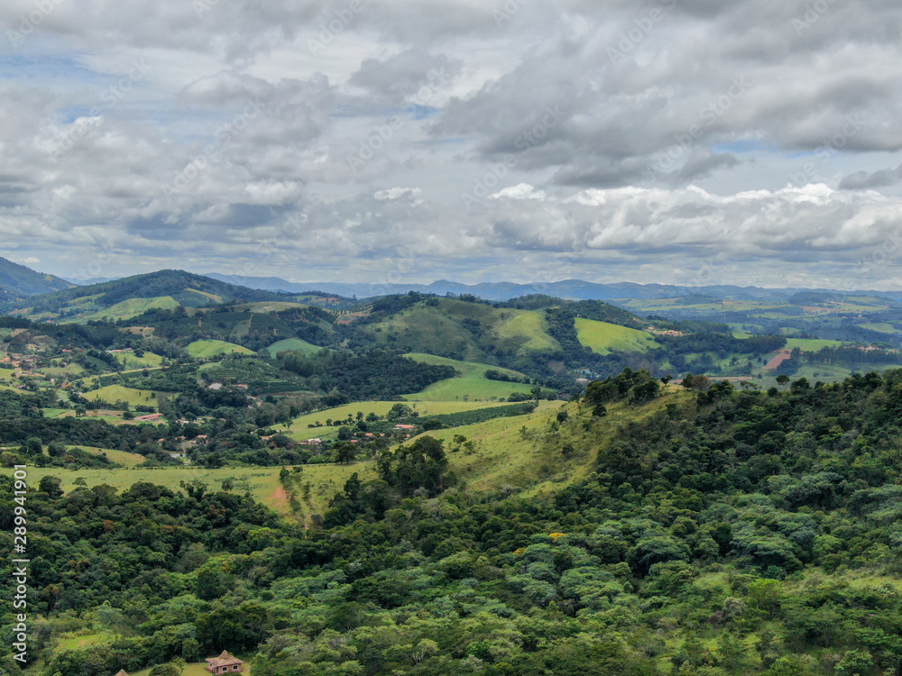 Aerial view tropical mountain Monte Alegre do Sul, Brazil