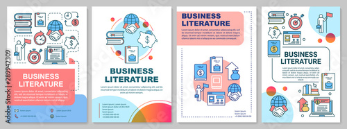 Business literature brochure template. Flyer, booklet, leaflet print, motivational book, cover design with linear illustrations. Vector page layouts for magazines, annual reports, advertising posters