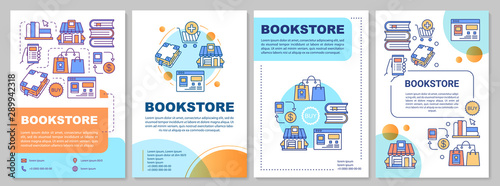 Bookstore brochure template. Flyer, booklet, leaflet print, cover design with linear illustrations. Online e-library. Modern vector page layouts for magazines, annual reports, advertising posters