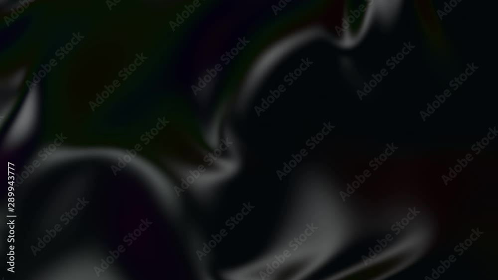 Abstract black silky fabric forms beautiful folds in the air in slow motion. 4k 3D animation of wavy tissue surface that forms ripples and folds. Animated texture