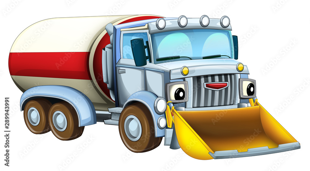 Naklejka premium cartoon happy cistern truck sad or surprised isolated on white background - illustration for children