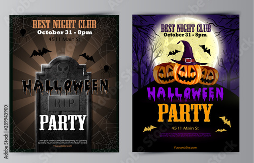 Halloween party flyer with pumpkins