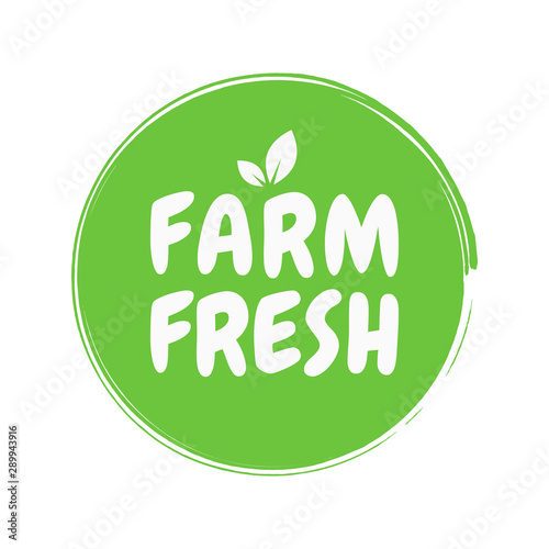 Fresh healthy organic vegan food badge. Vector hand drawn illustration. Vegetarian eco green concept