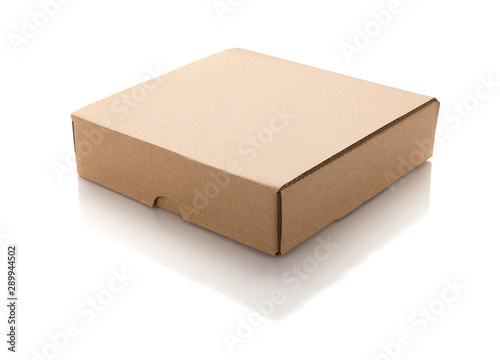 closed brown box on a white background © Freer