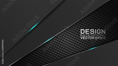 Vector design trendy and technology concept. Dark frame border dimension by carbon fiber texture and copy space on dark background, Abstract futuristic technology template.