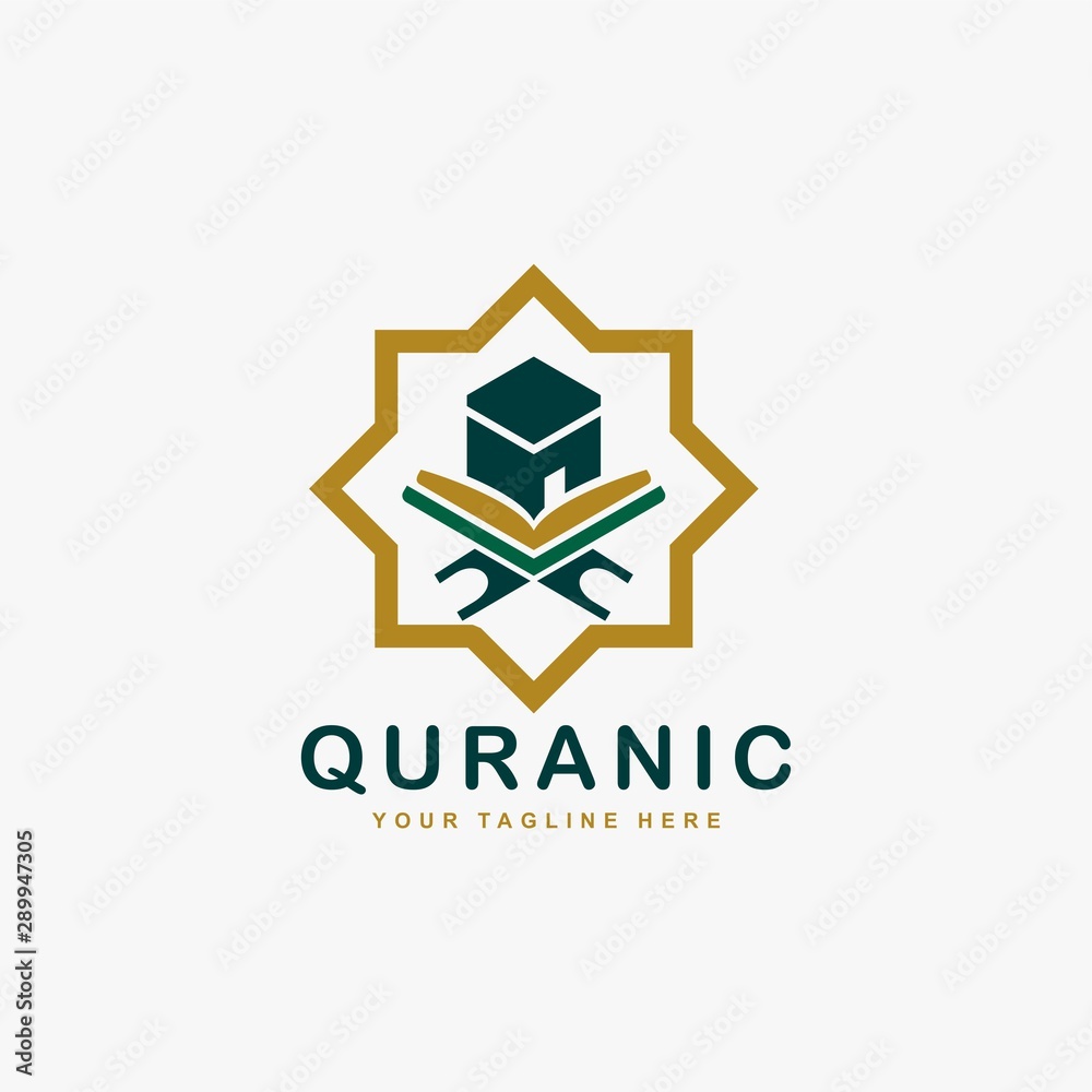 Quran logo design vector. Text of islam illustration symbol. Arabic ornament vector icon. Quran logo design vector. Text of islam illustration symbol. Arabic ornament vector icon.