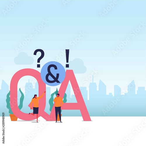 Questions and answers flat vector concept couple give question and answer it.