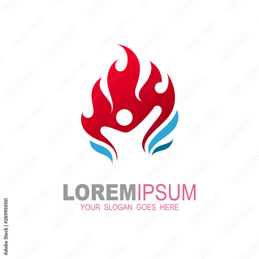 People logo with fire design illustration, family logo, health care ...