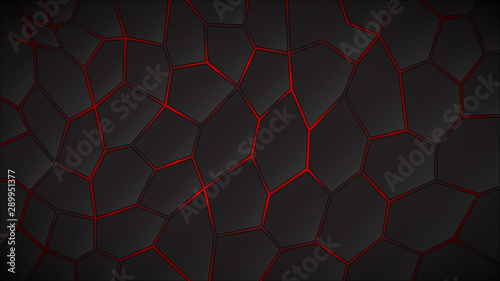 Abstract dark background of polygons in red colors