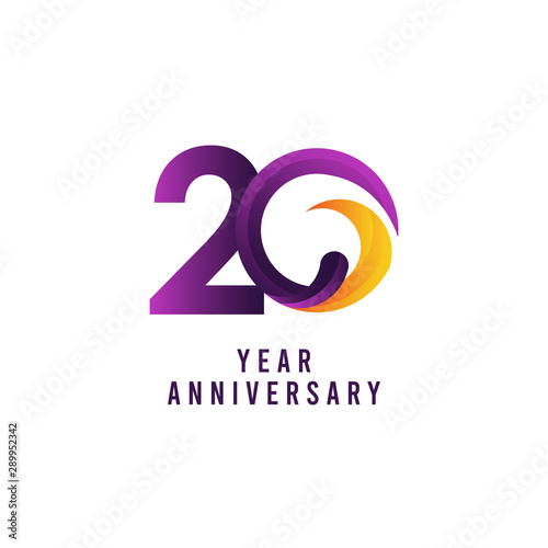 20 Years Anniversary Purple Vector Template Design Illustration