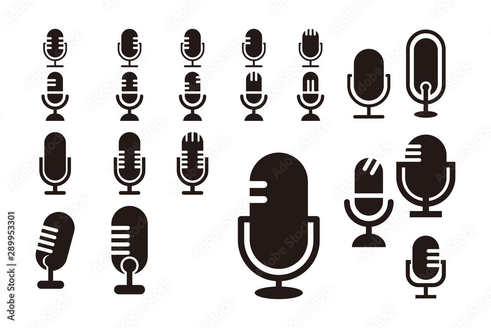 silhouette podcast logo icon vector isolated - obrazy, fototapety, plakaty 