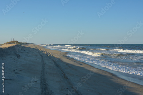 Empty beach in Pea Island National Wildlife Refuge on the Outer Banks of North Carolina