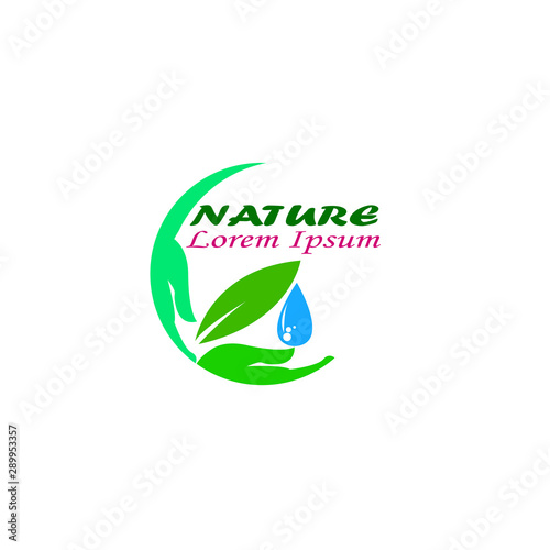 leaf and hand, care nature icon vector