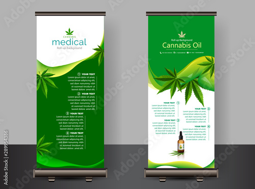 Cannabis or marijauna medical rollup vector design.