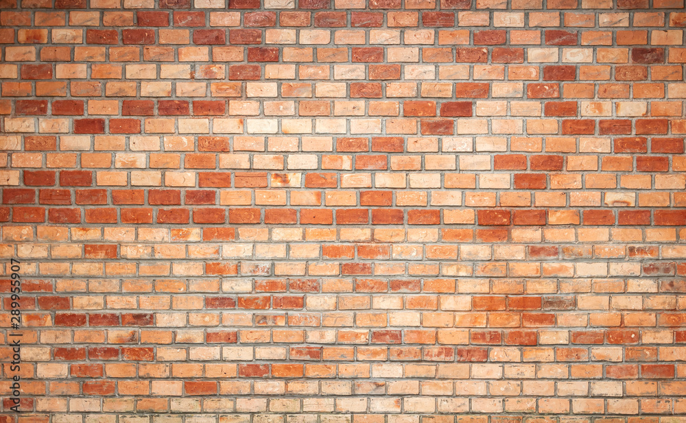 Fototapeta premium Red brown brickwall texture pattern background natural weathered rustic grunge brick wall for interior loft design with copyspace