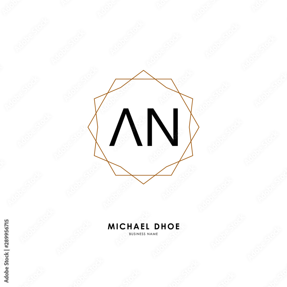 Fototapeta premium A N AN Initial logo letter with minimalist concept. Vector with scandinavian style logo.