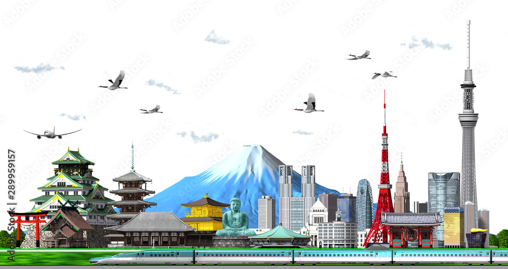 Fototapeta Japońska ilustracja w białym tle w 3d renderingu